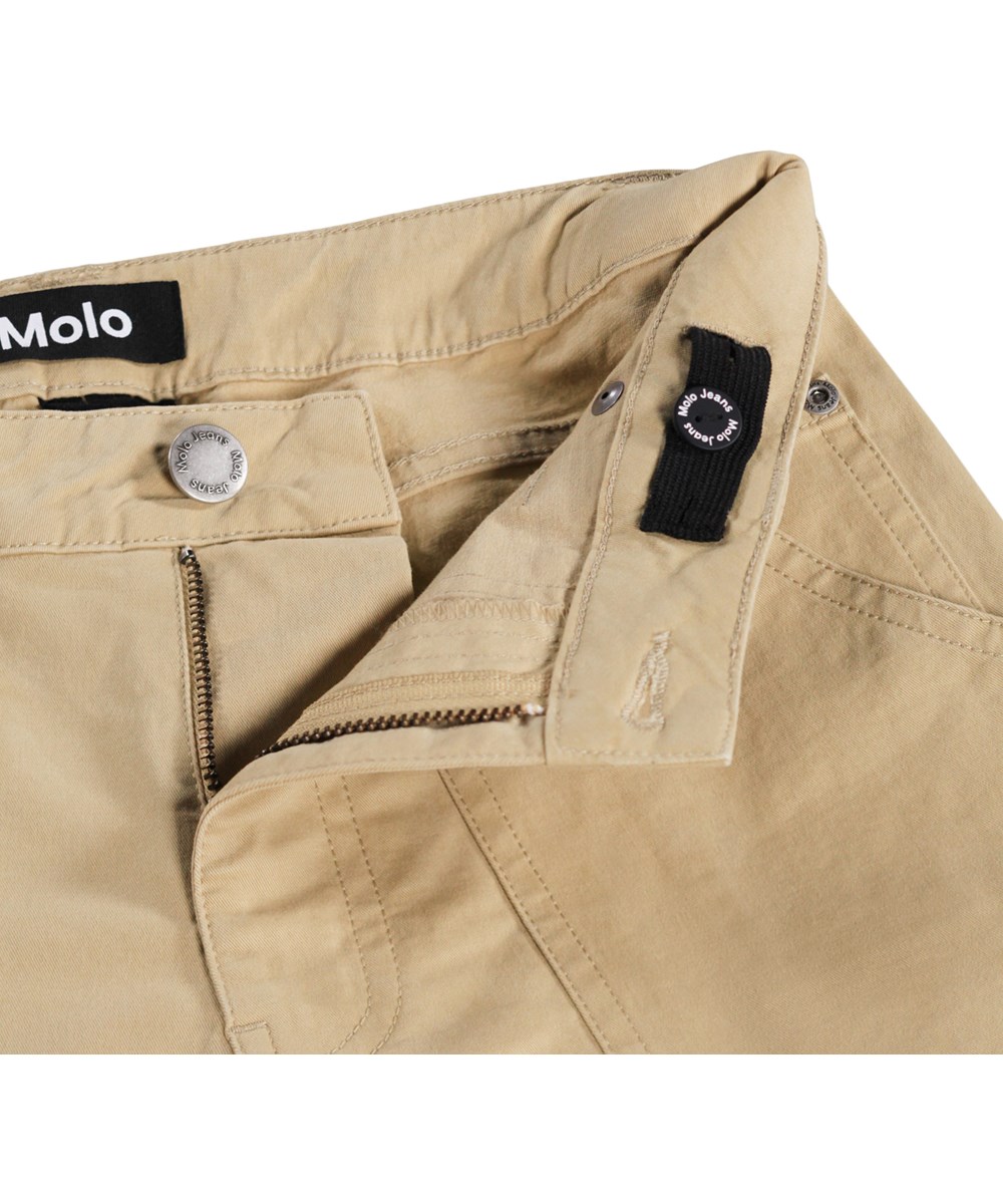 Alt - Desert - Beige cotton shorts for children with large cargo pockets 