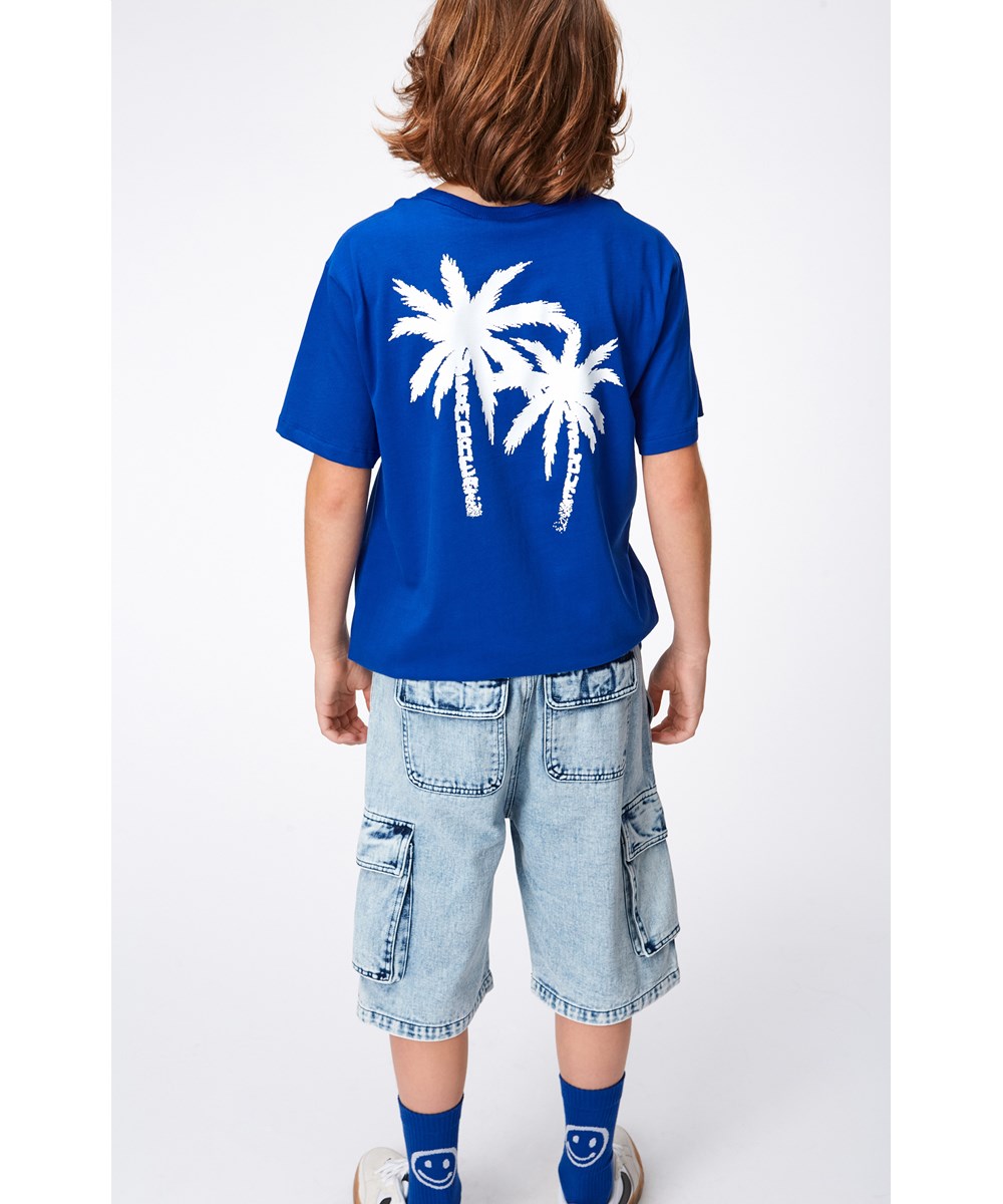 Alvy - Light Stone Denim - Blue denim shorts with cargo pockets