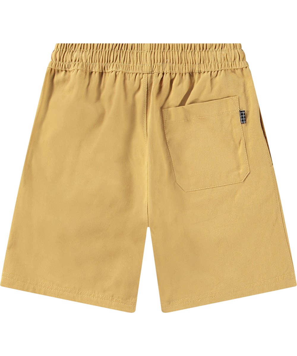 Amal - Praire Sand - Regular fit ochre shorts in organic cotton with elastic waistband.