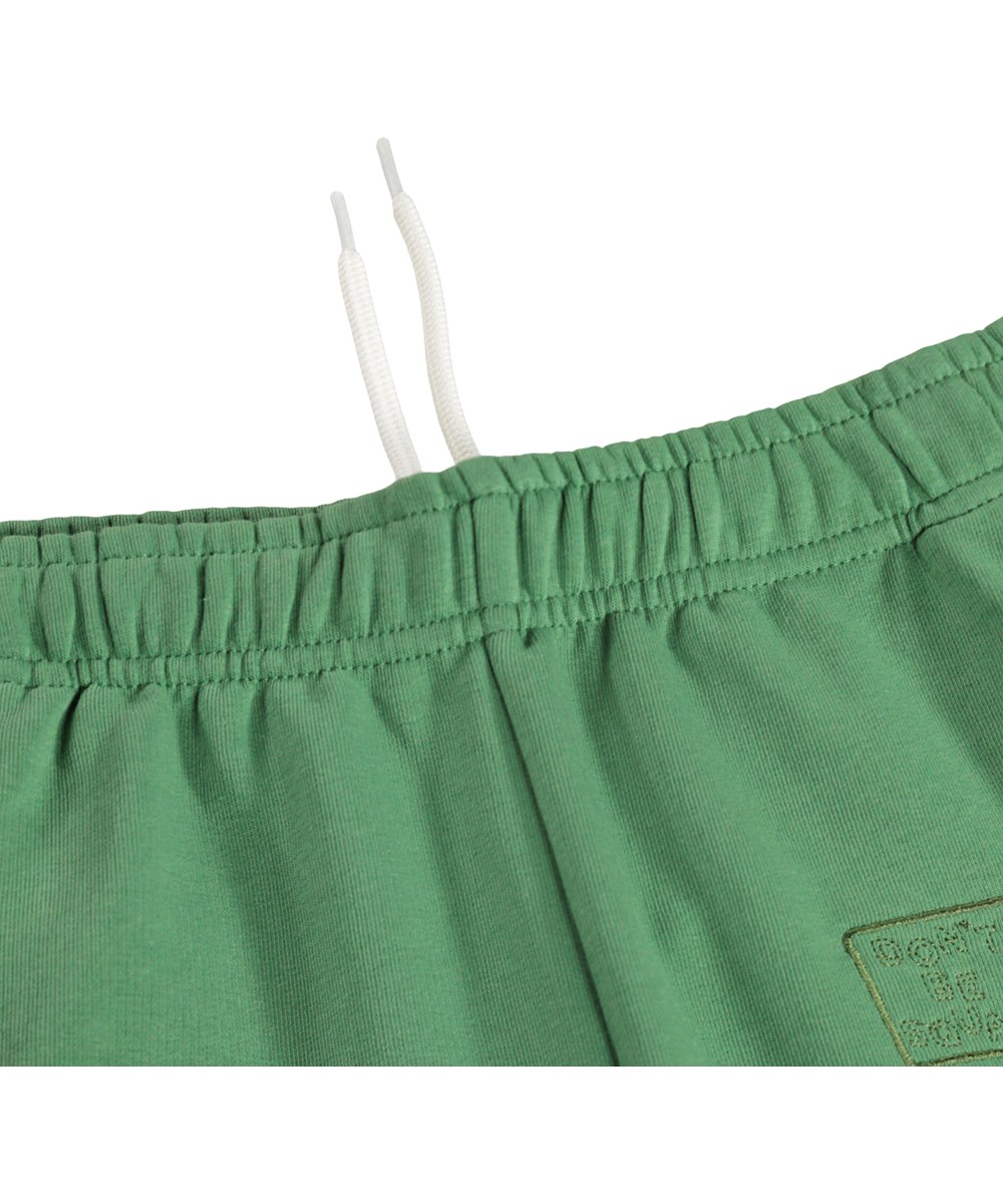Amil - Groovy Green - Green shorts for children made of organic cotton jersey with an embroidery 