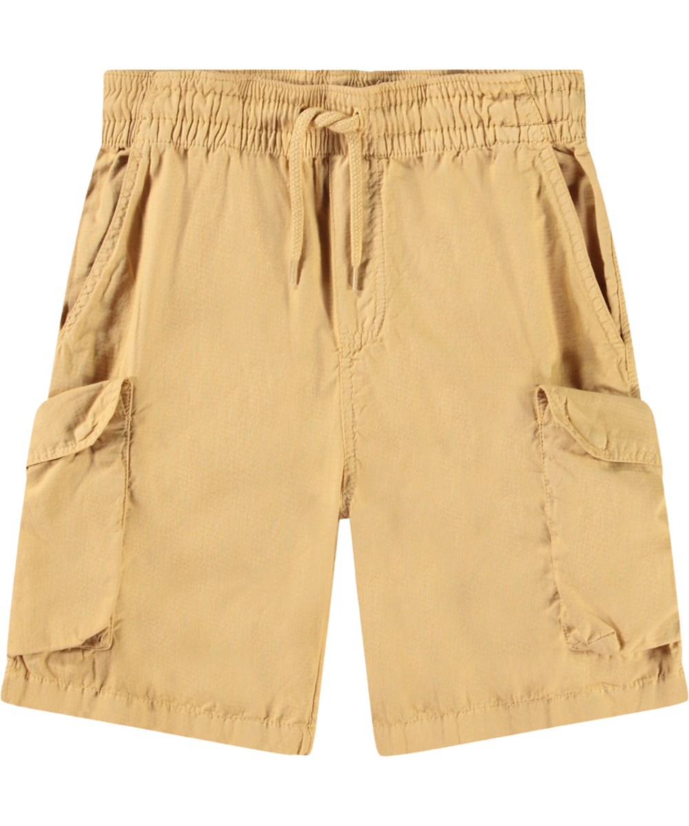 Argod - Suede - Brown cargo shorts in organic cotton for children.