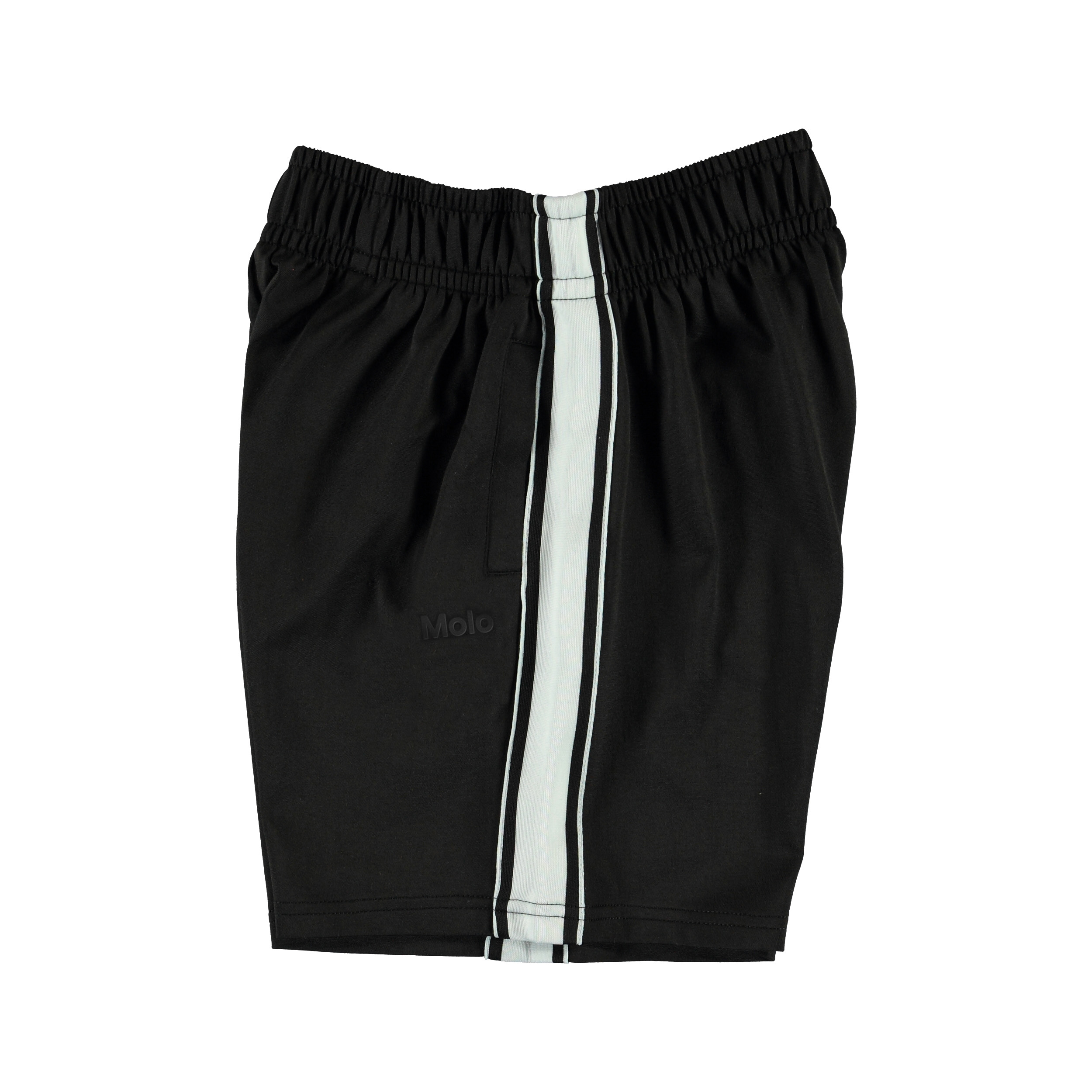 Arinos - Black - Sporty black shorts with a white stripe - Molo