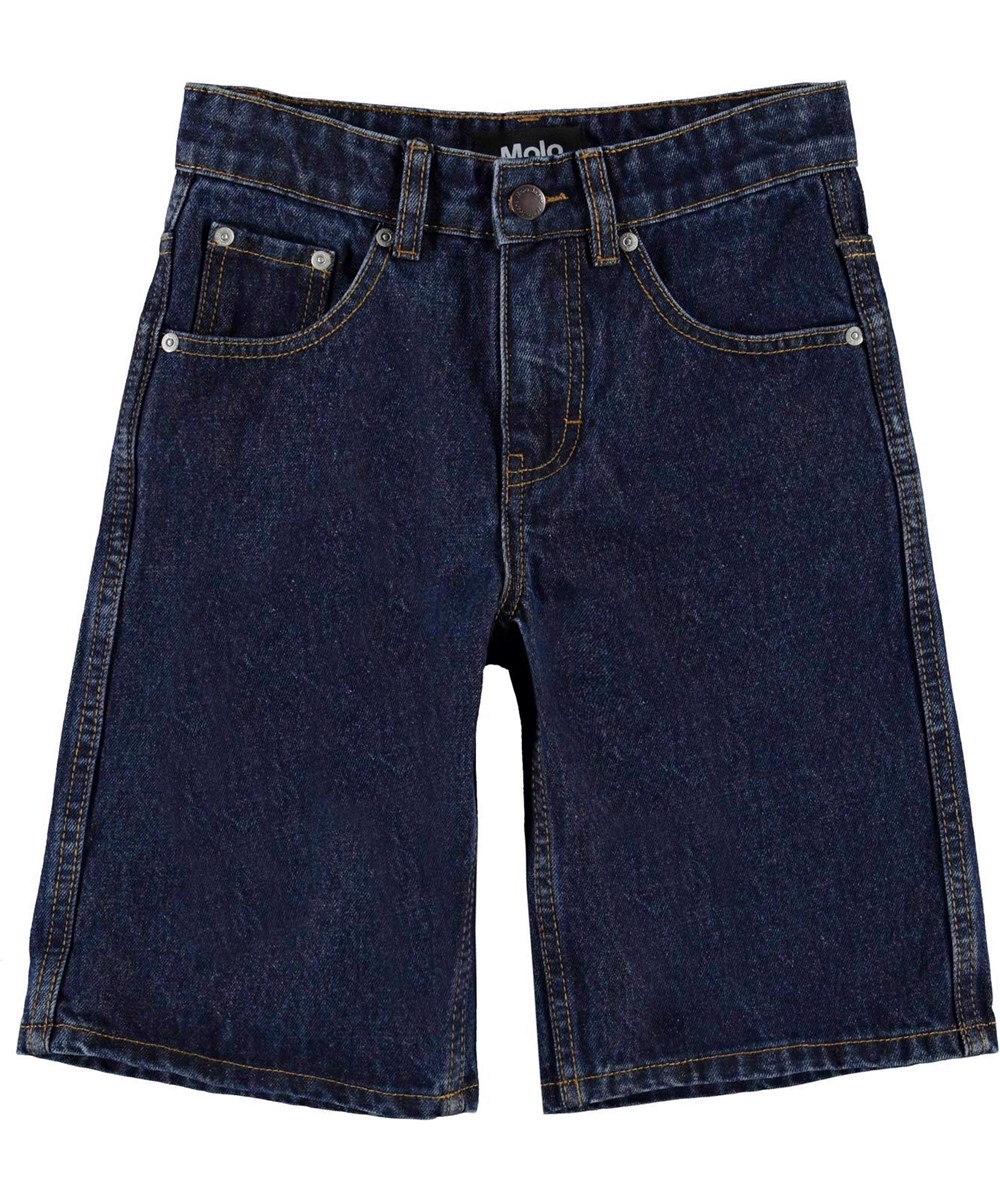 Art - Dark Stone - Knee length, dark blue wash denim shorts