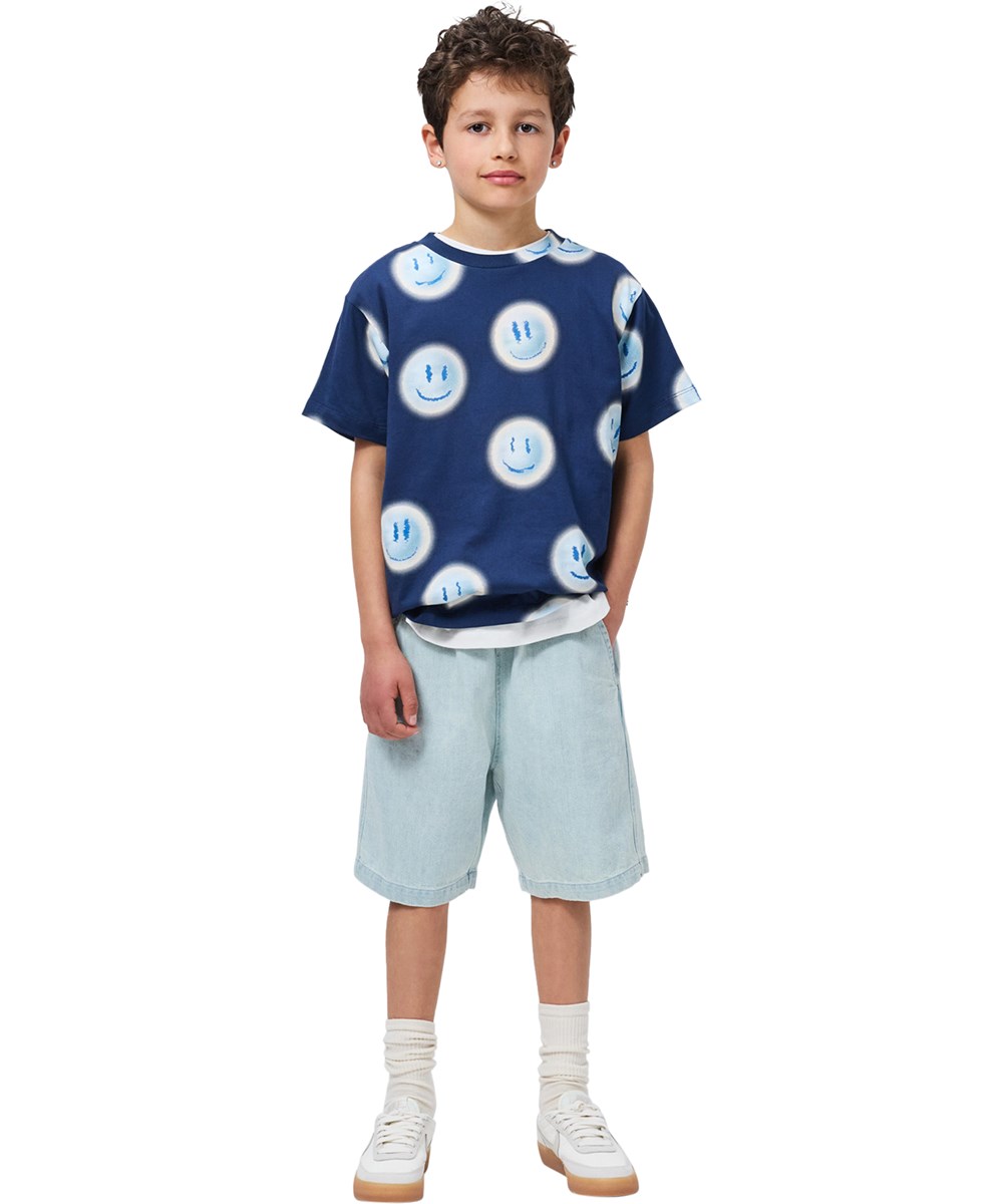 Avart - Misty Denim - Light blue, knee-length denim shorts for children made of organic cotton 