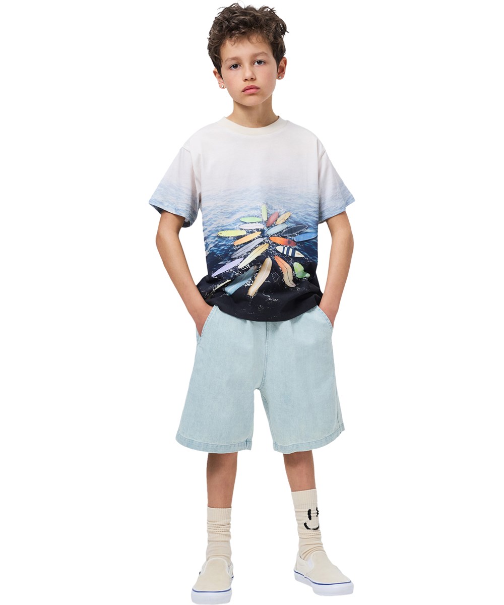 Avart - Misty Denim - Light blue, knee-length denim shorts for children made of organic cotton 