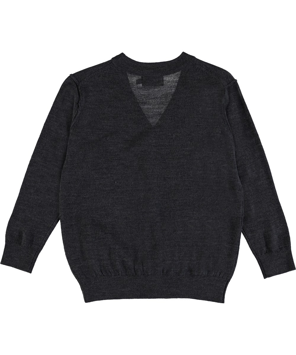 Basel - Medium Grey Melange - Knit cardigan with buttons.
