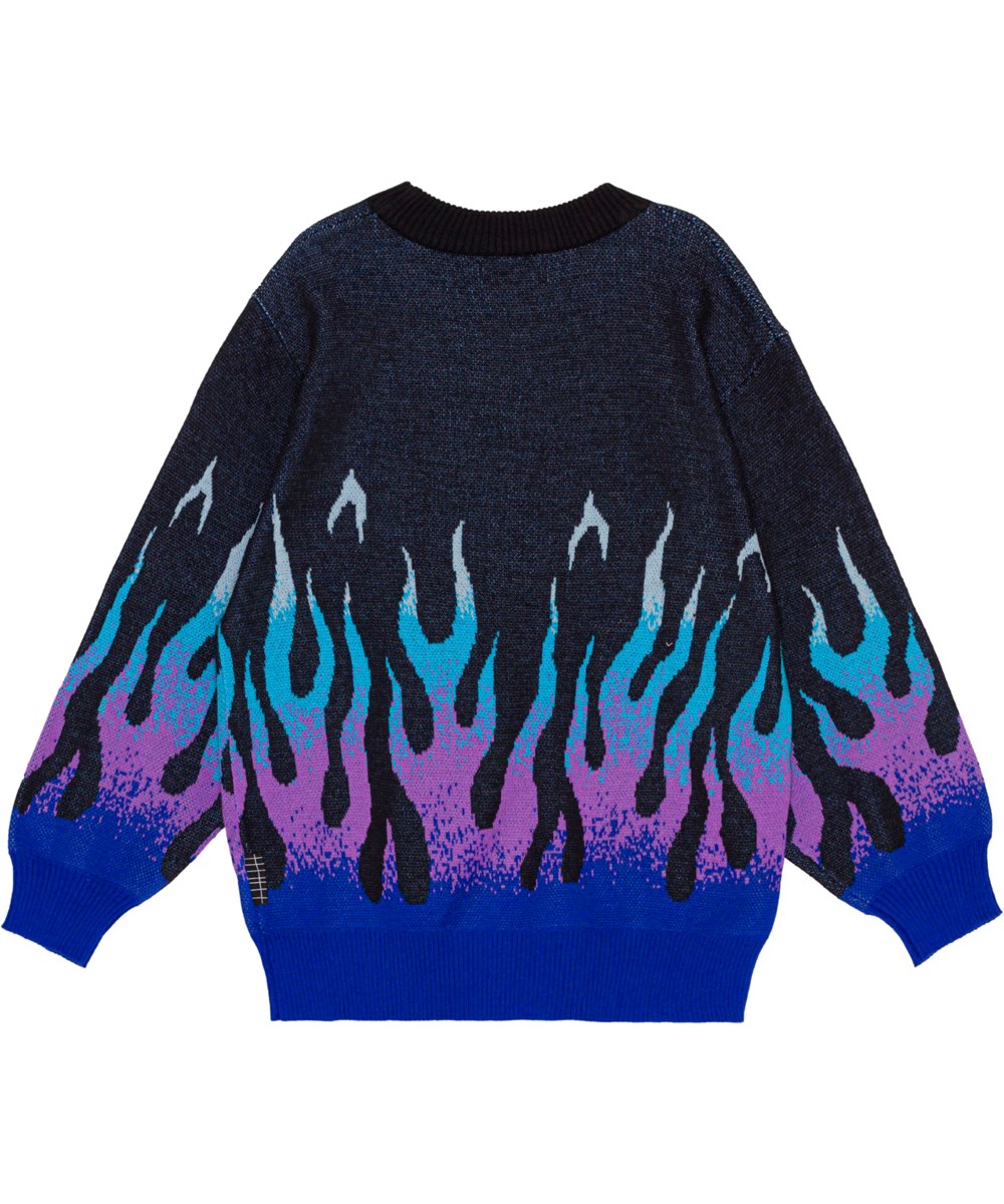 Bello - Lit - Dark grey, organic jumper with flame motif