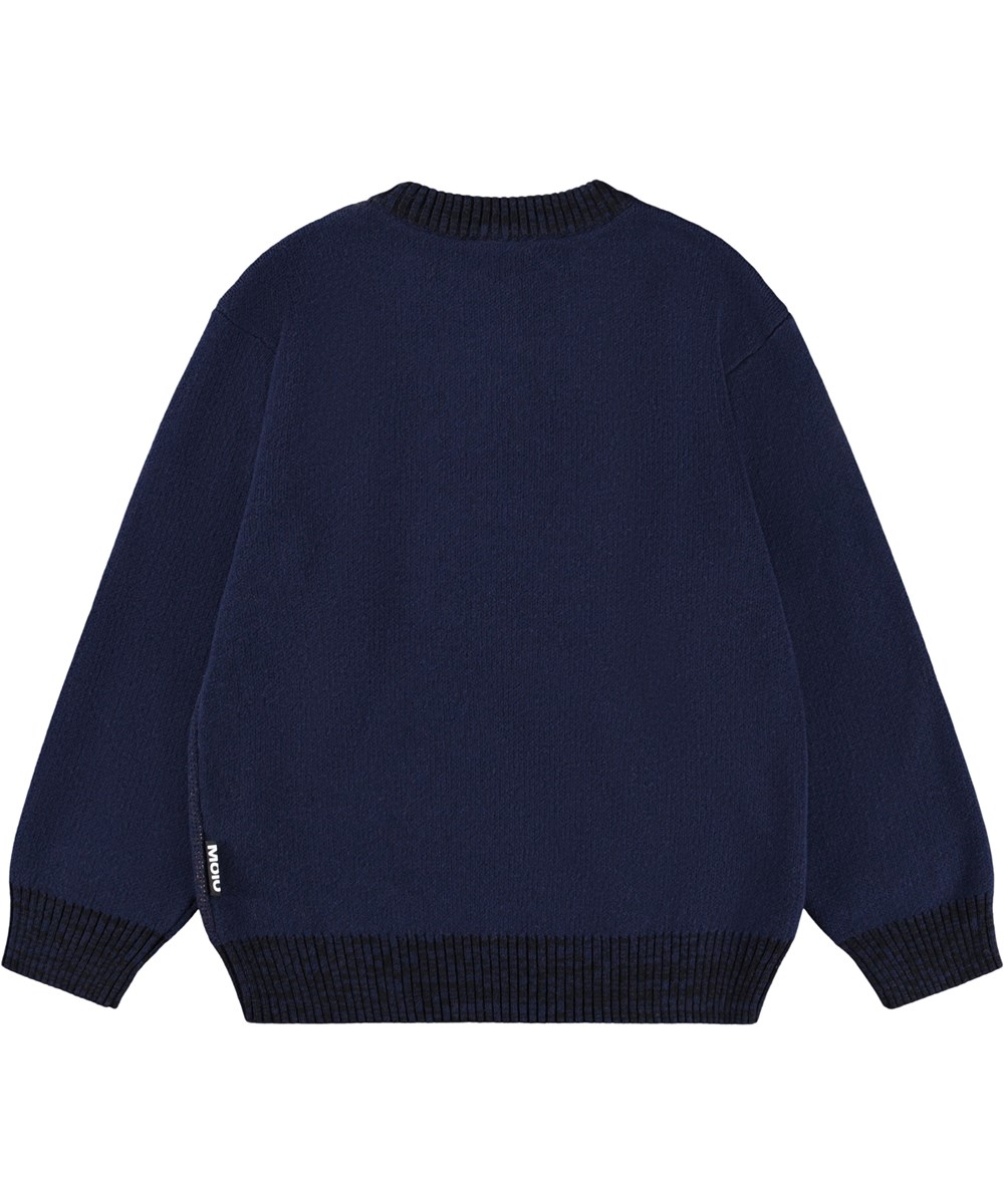 Bello - Merry Space-Mas - Dark blue knitted sweater made of cotton blend with a pattern of Christmas in space.