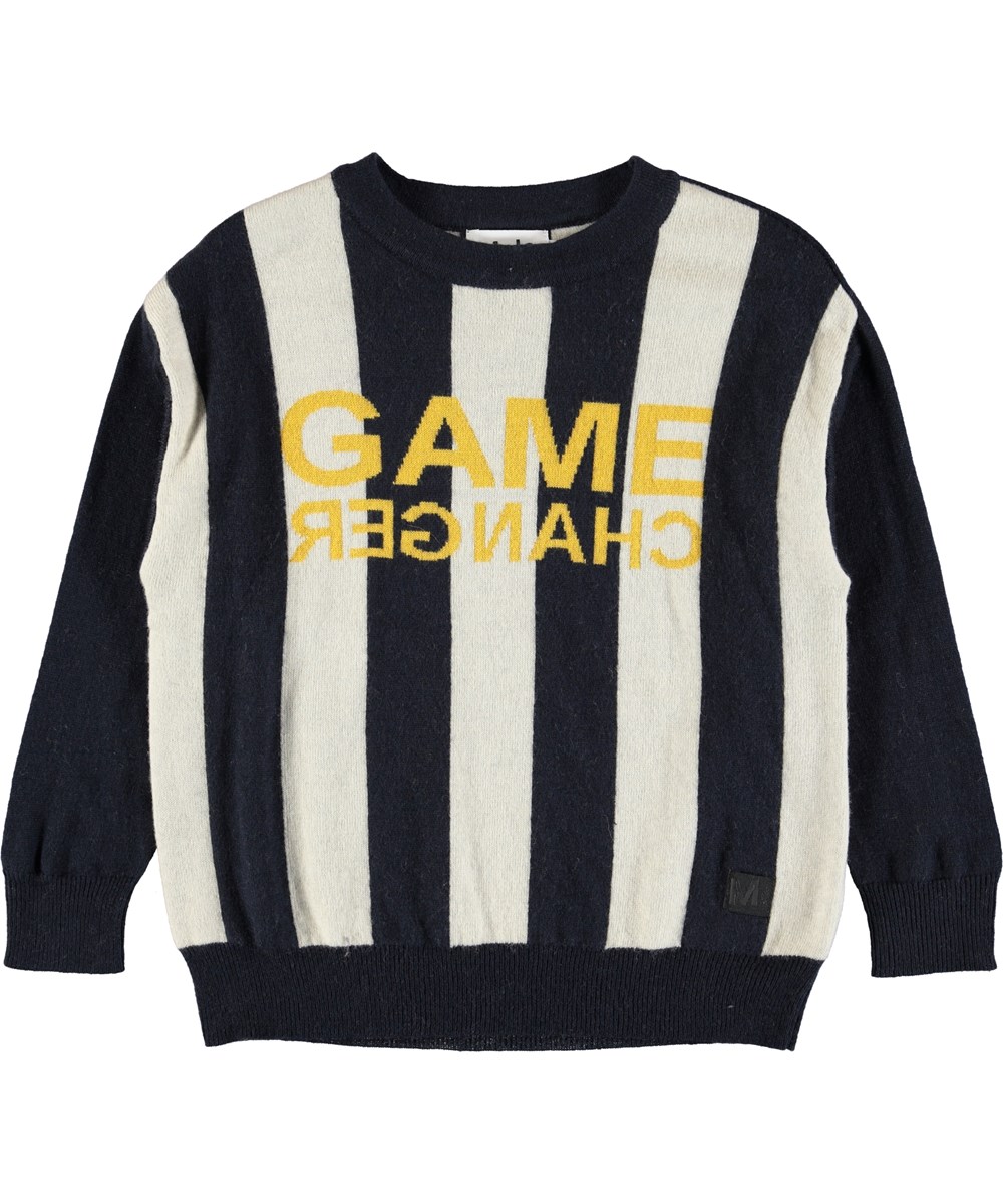 Bendix - Stripe United - Block striped knit in black and white with graphic text 