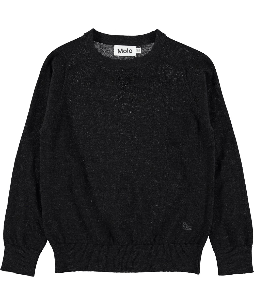 Billy - Black Melange - Black melange, lightweight wool jumper 