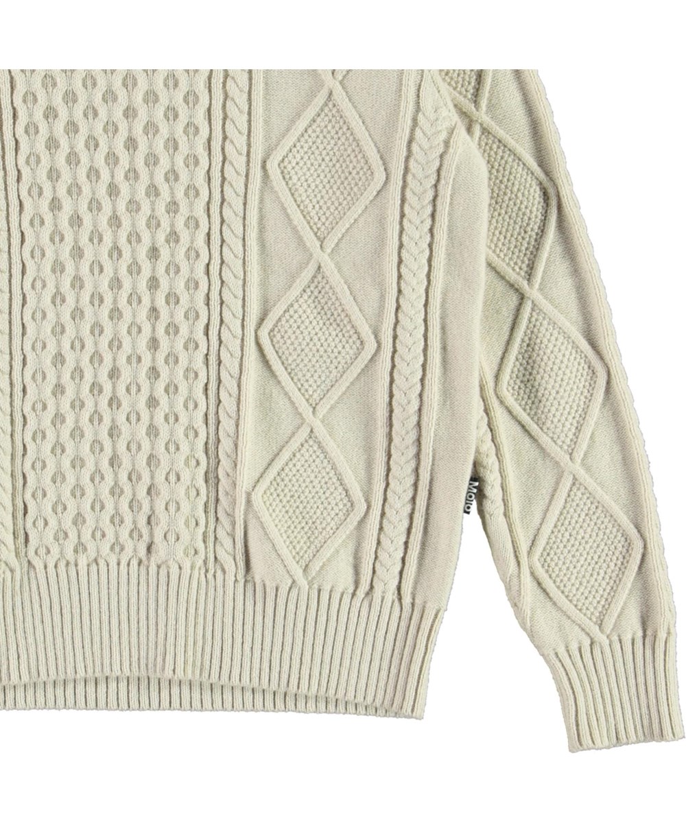 Borge - White Star - White knit top in cotton and wool 