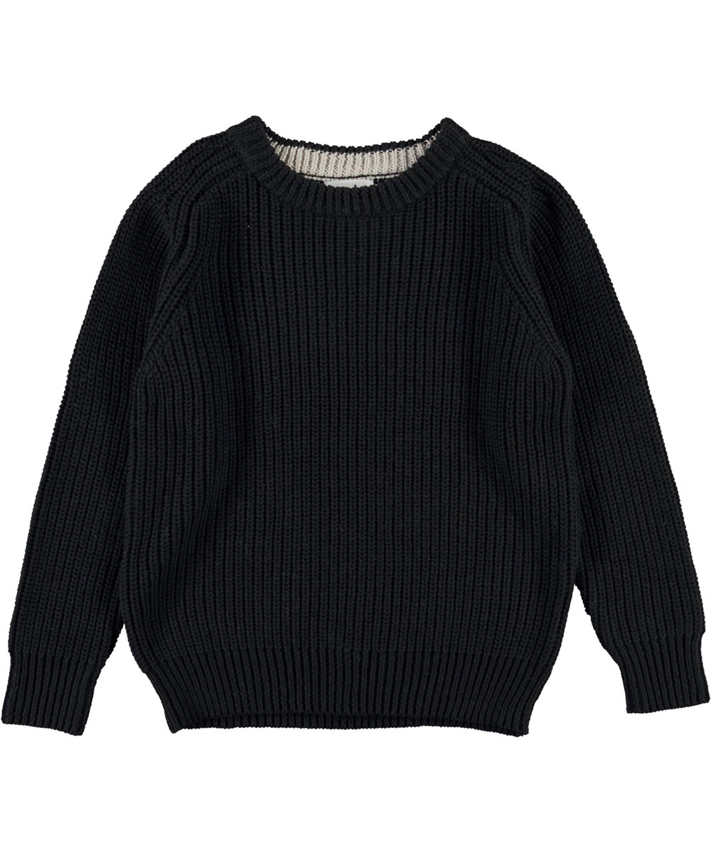 Bosse - Black - Organic cotton knit top in black 