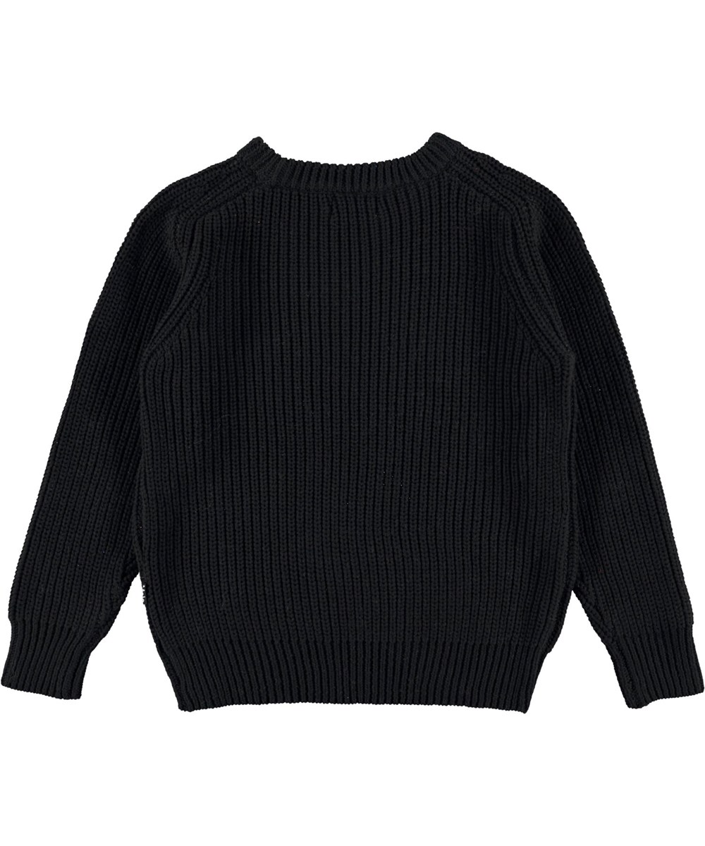 Bosse - Black - Organic cotton knit top in black 