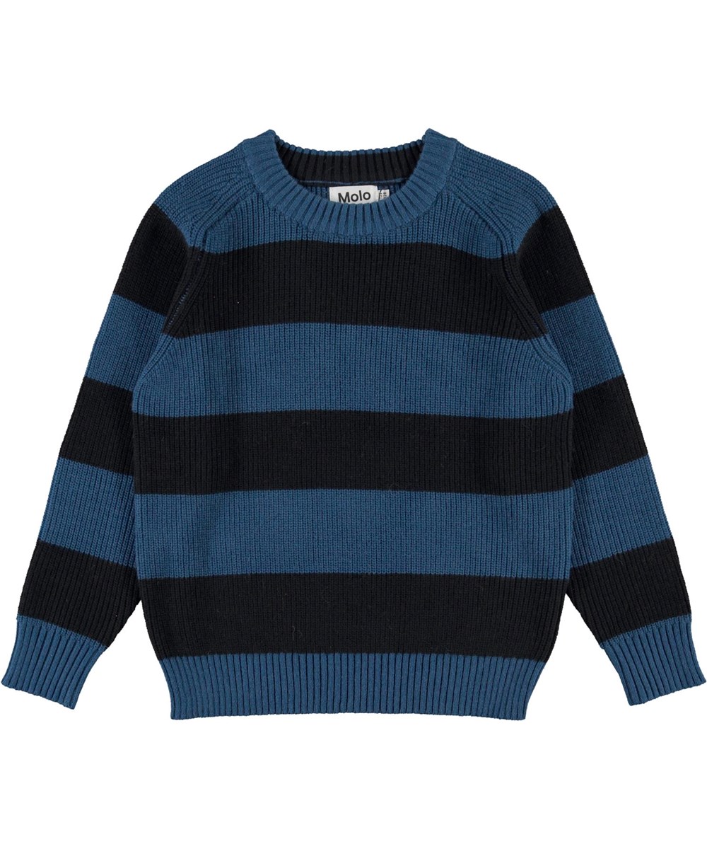 Bosse - Sea Stripe - Blue and black striped organic knit 