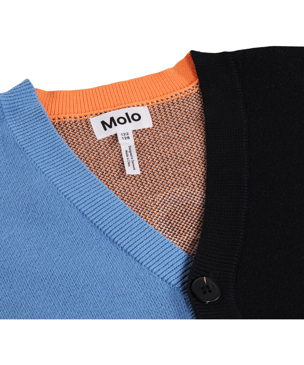 Burt - Basket Comics - Multicoloured knitted cardigan for children made of soft organic cotton 