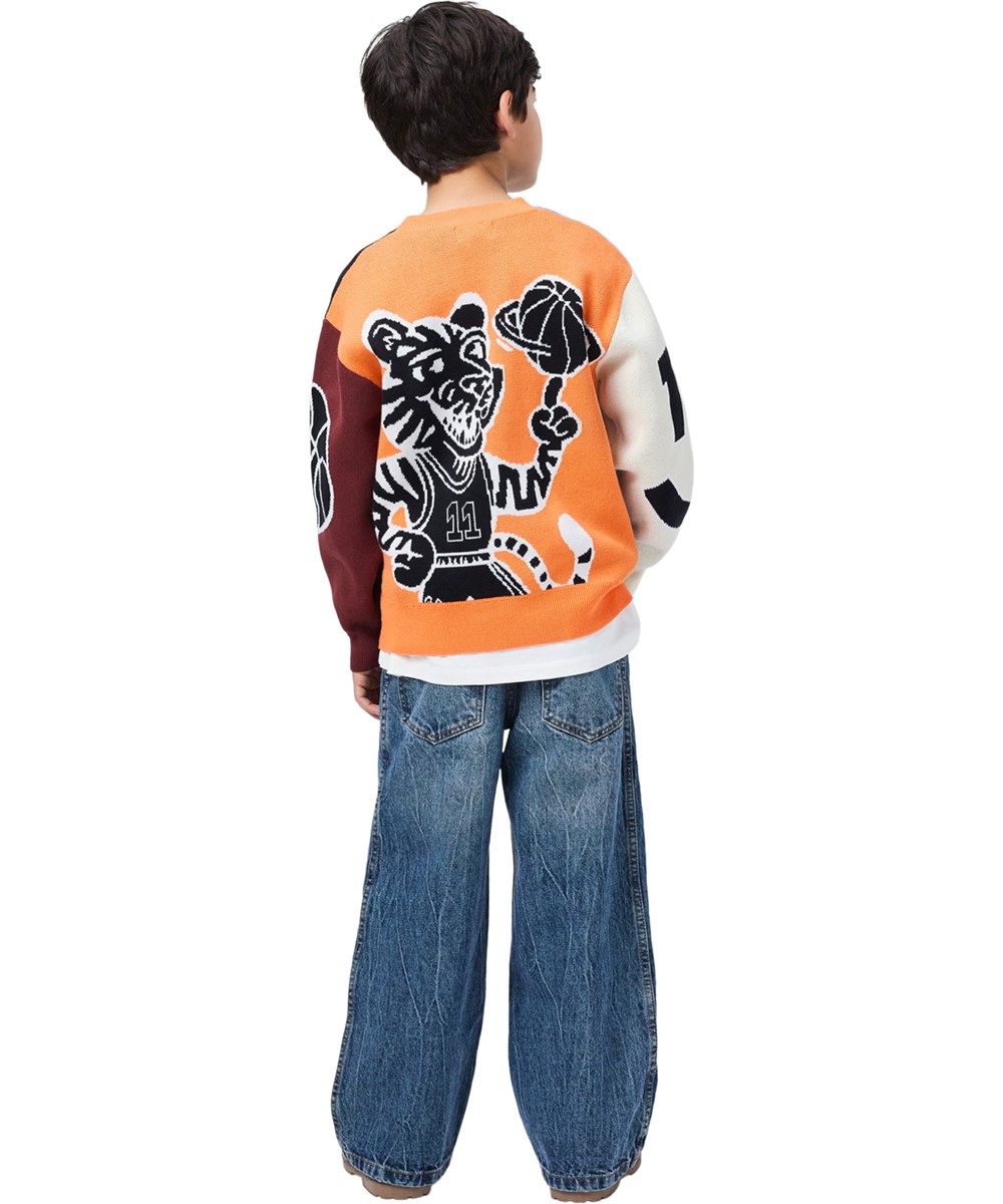 Burt - Basket Comics - Multicoloured knitted cardigan for children made of soft organic cotton 