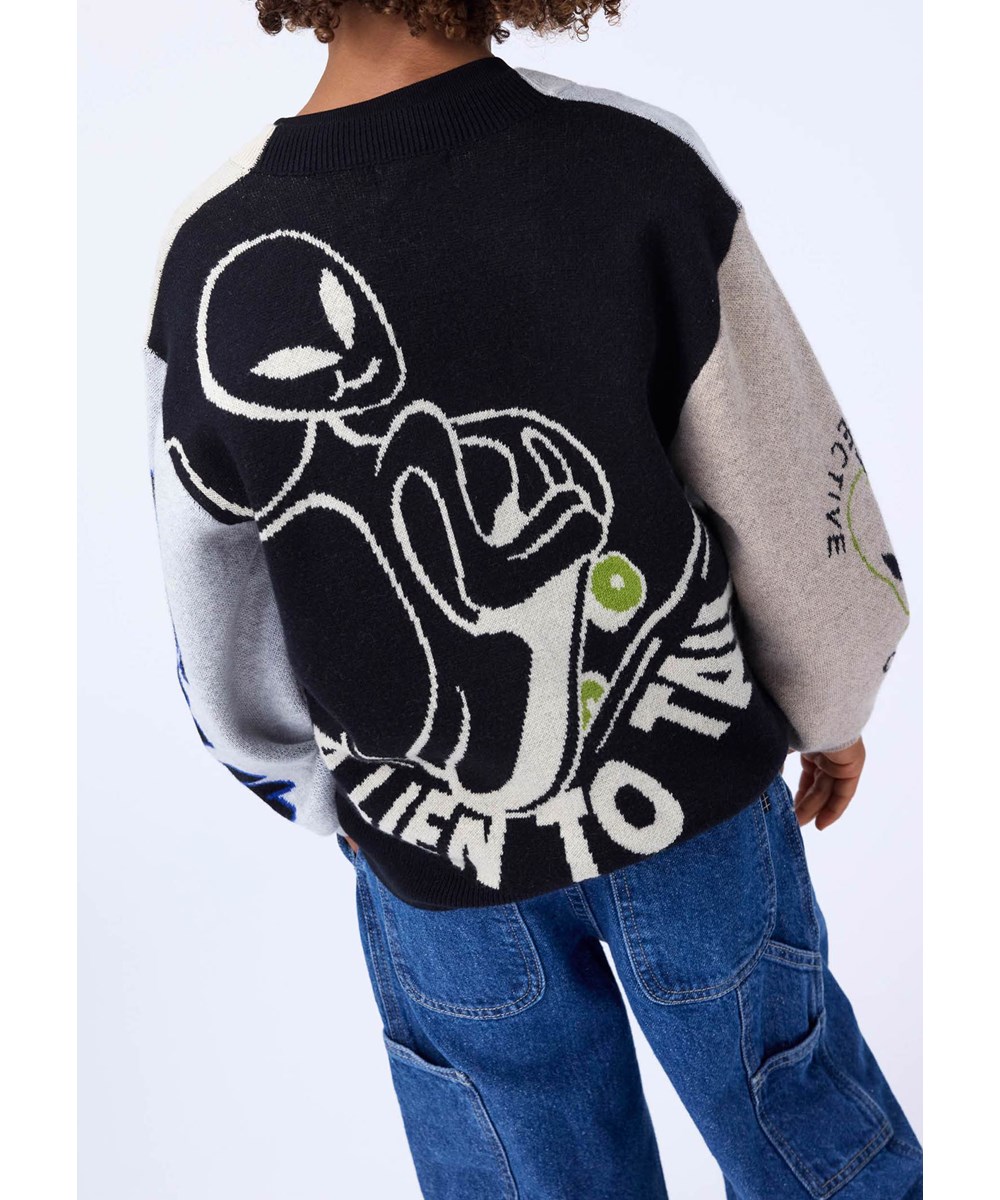 Burt - Neutral Mix - Multicoloured knitted cardiganfor children made of cotton/wool.