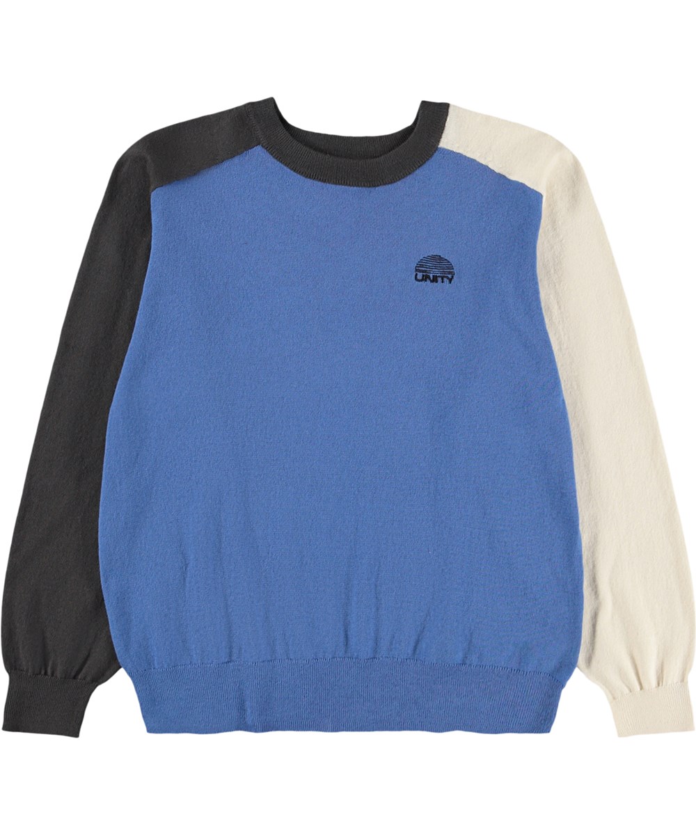 Buzzy - Colour Block - Blue jumper for children made of soft organic cotton 