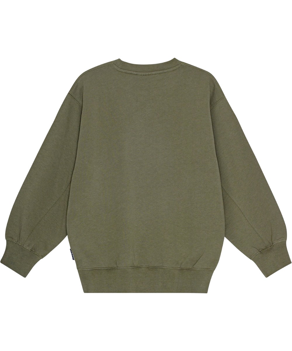 Magni - Growth - Army green sweatshirt with low shoulder seams and ribbed edges.