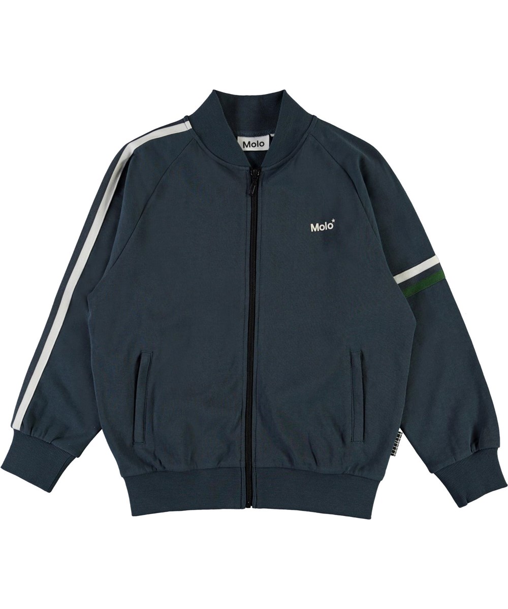 Manco - Summer Night - Blue organic track jacket with stripes 