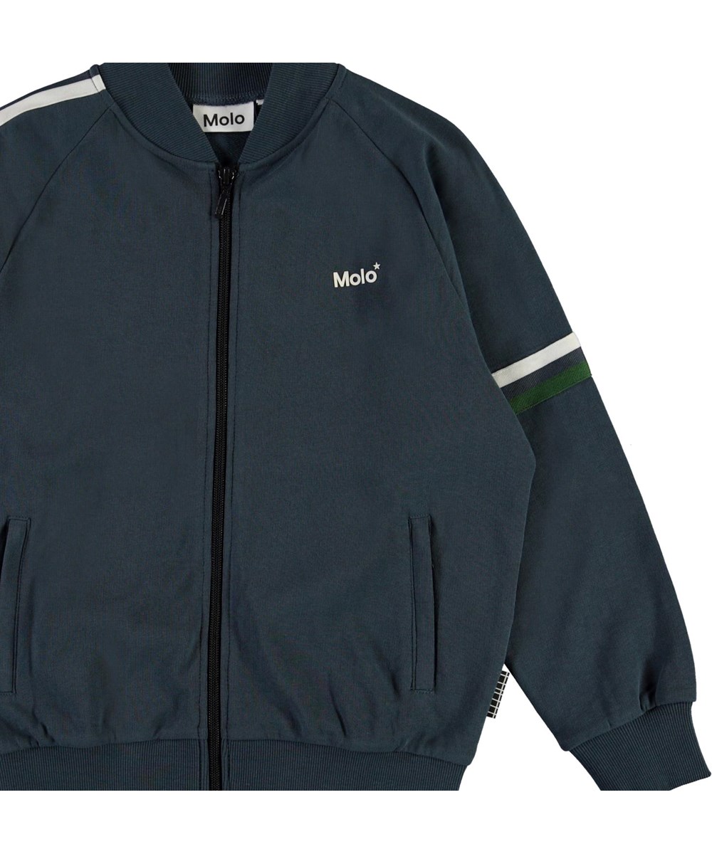 Manco - Summer Night - Blue organic track jacket with stripes 