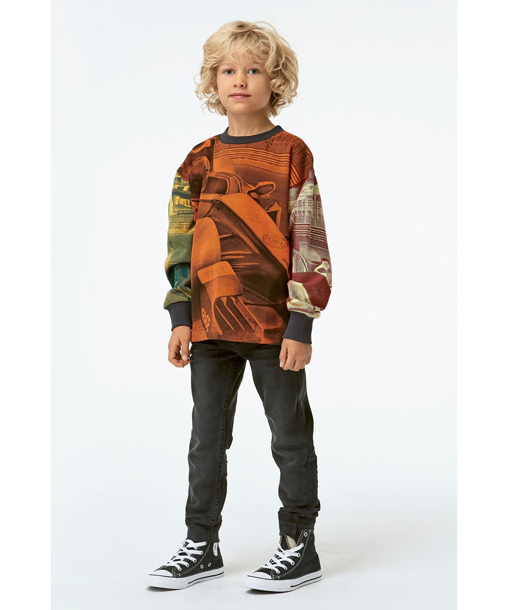 Manu - Colourful Race Car - Organic sweatshirt with race car