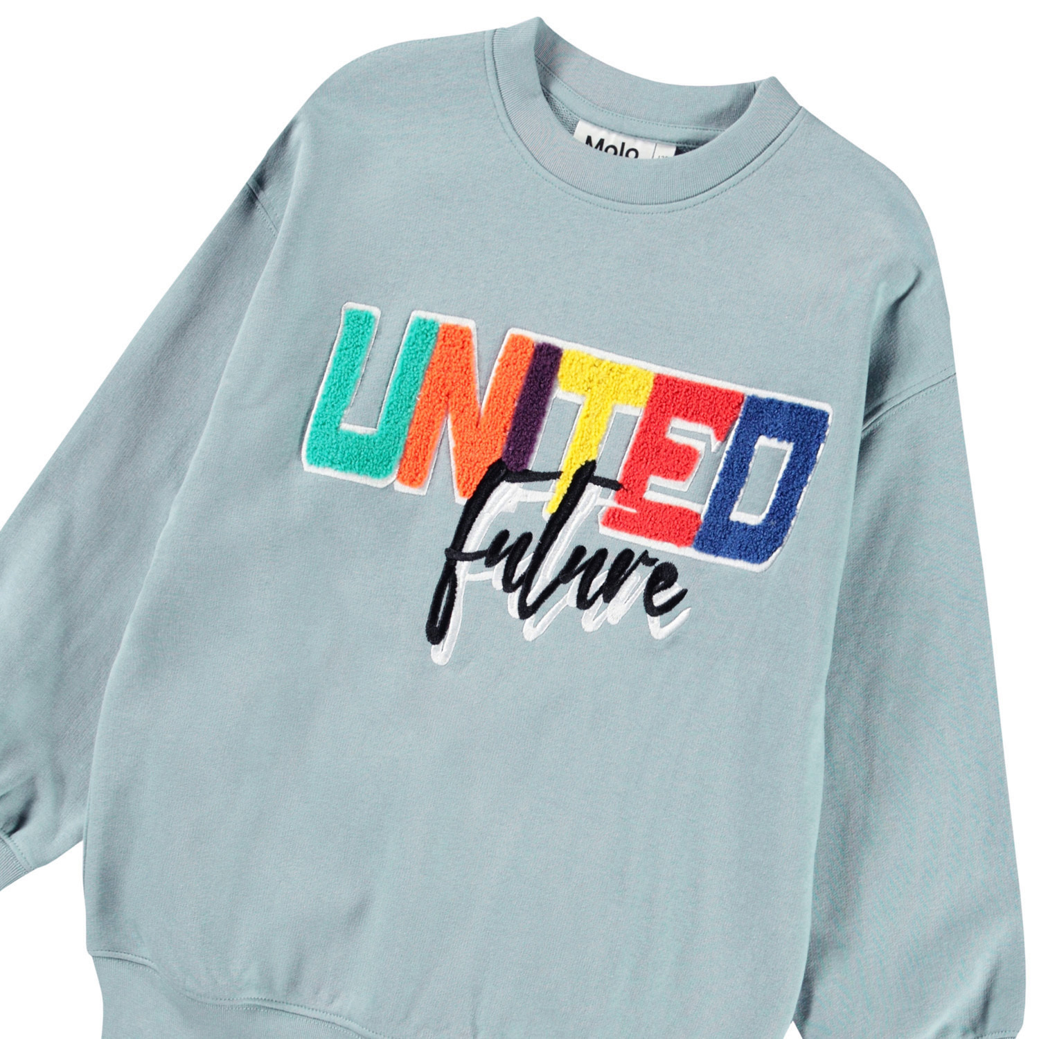 Mar - Misty Blue - Blue sweatshirt with embroidery for