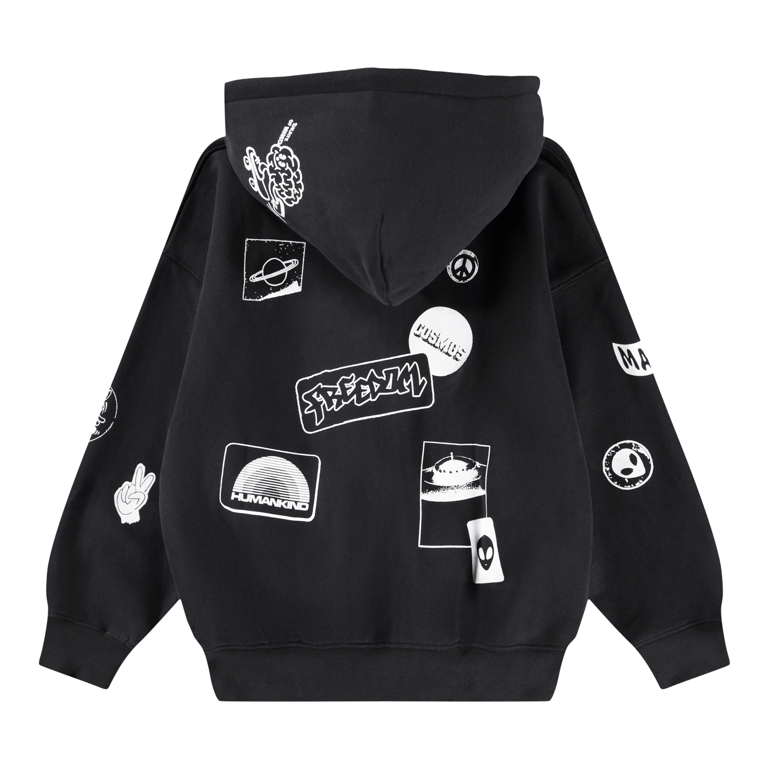 Marley - Black - Black hoodie with zipper for children made