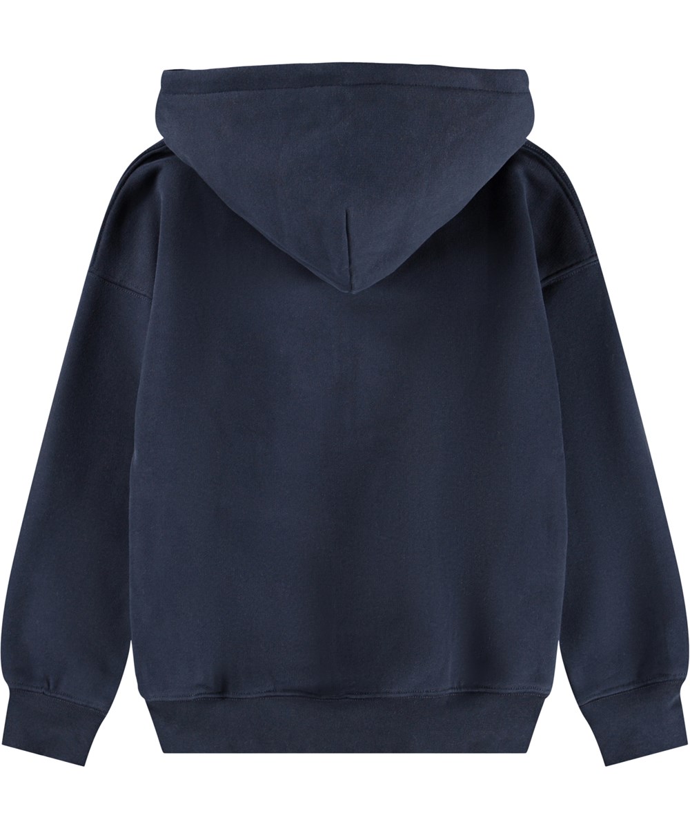 Marley - Galaxy Blue - Dark blue hoodie with zipper for children made of cotton with white print of an alien.