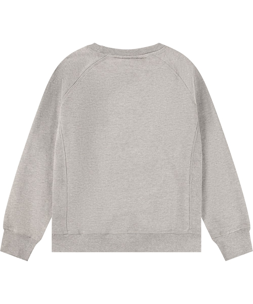 Mars - Grey Melange - Grey sweatshirt for children made of soft organic cotton with a fluffy embroidery.