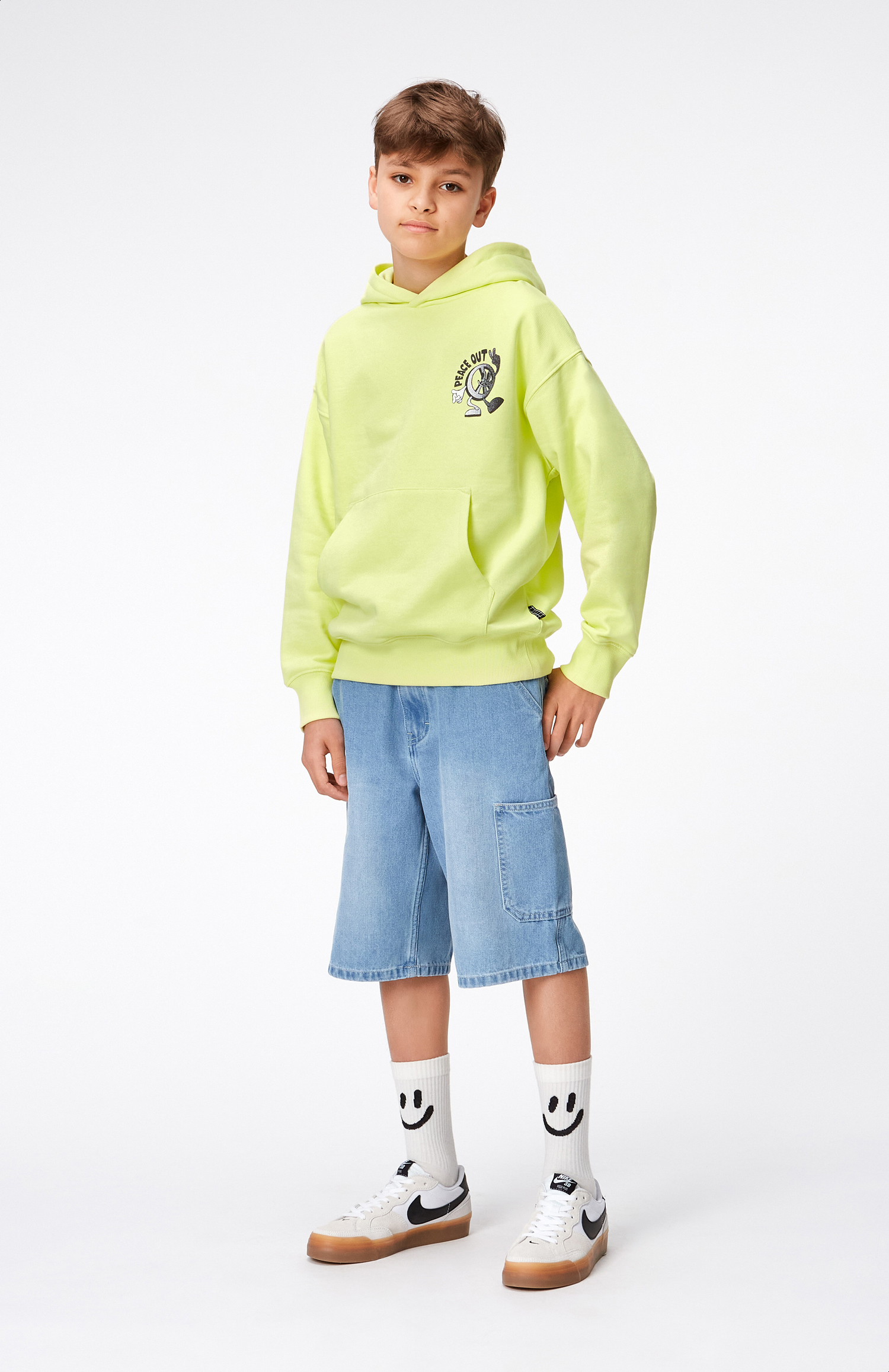 Matt - Sour Lemon - Yellow, organic hoodie with peace print