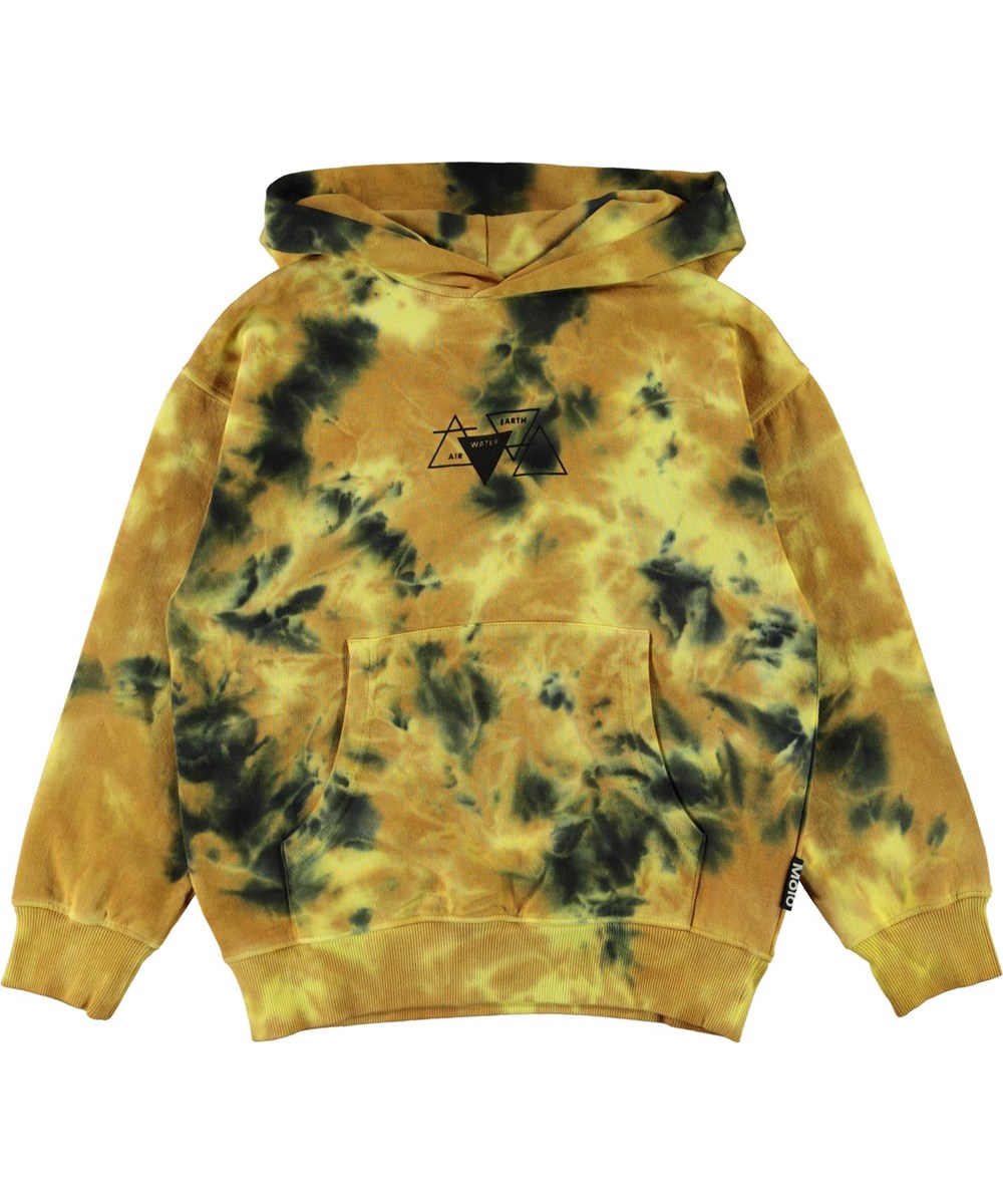 Matt - Tie Dye - Yellow and black tie-dye, organic hoodie