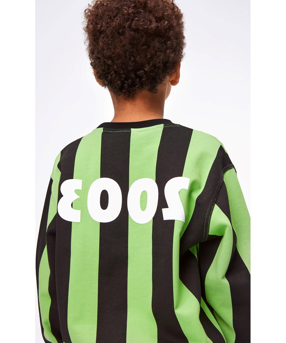 Mattis - Green Stripe - Black and green striped organic sweatshirt