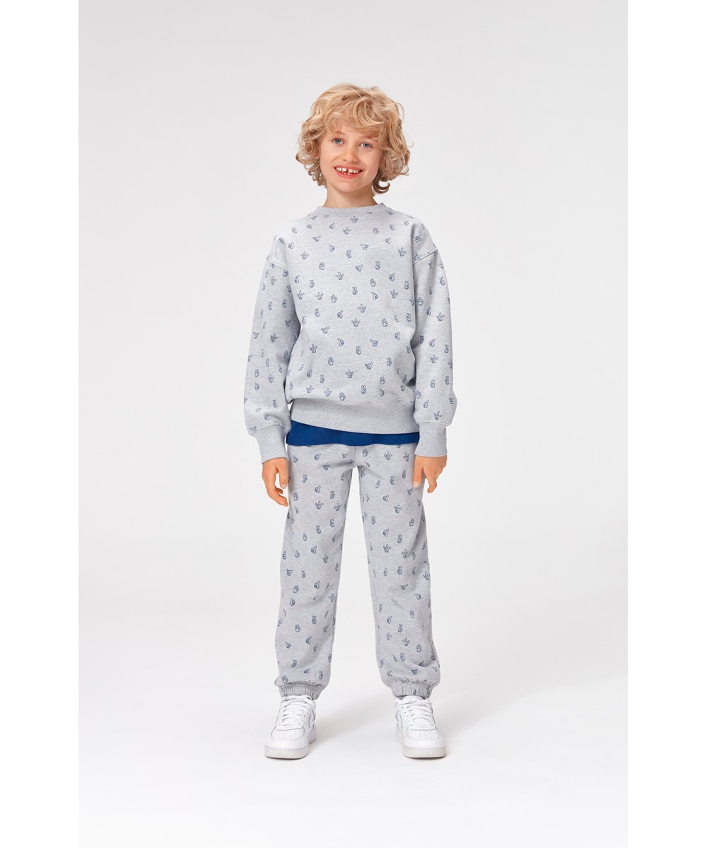 Mattis - Hands - Grey melange sweatshirt hands print