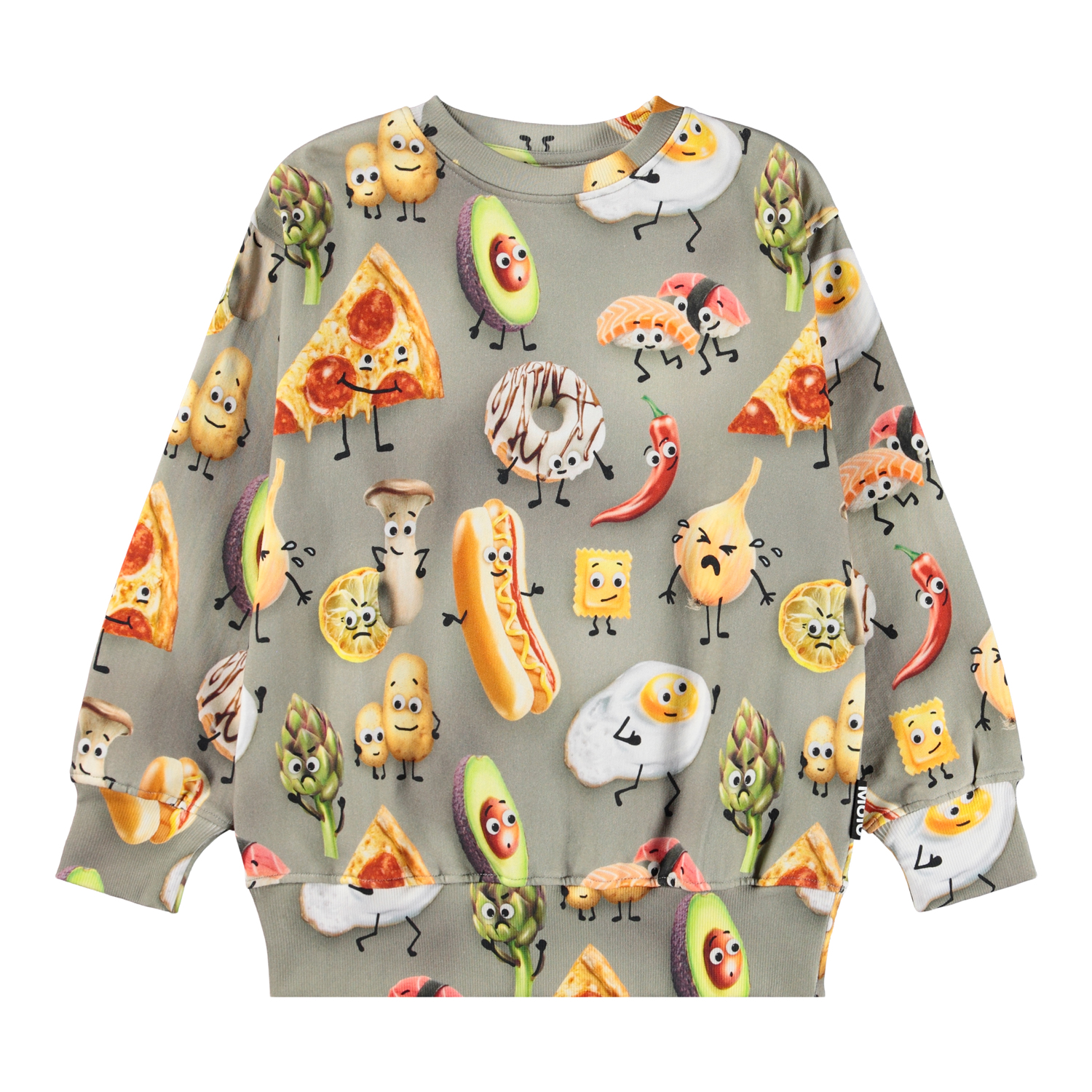 小物 ALLEGE mix knit foodie Mattis - Moody Foods - Grey sweatshirt for children made of