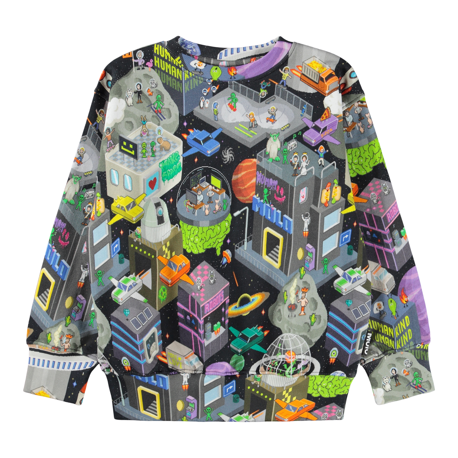 Mattis - Pixel Space - Black sweatshirt for children made of