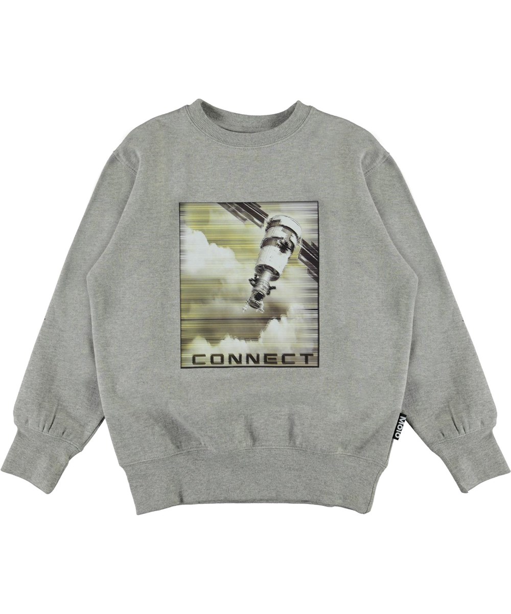 Mattis - Satellite Jam - Grey organic sweatshirt with satellite print