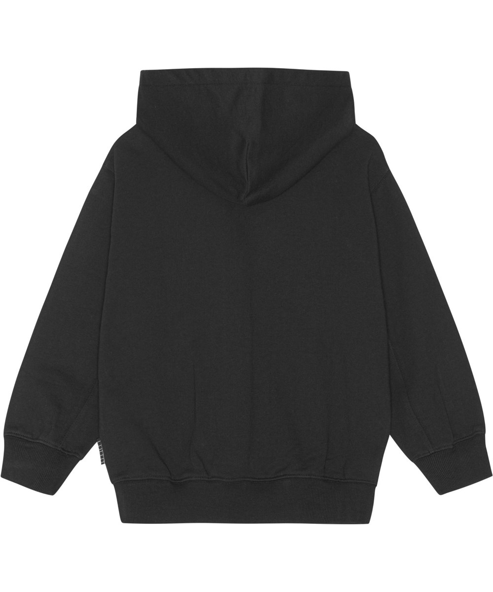 Maxx - Black - Black, organic hoodie with orange and purple on fire placement print