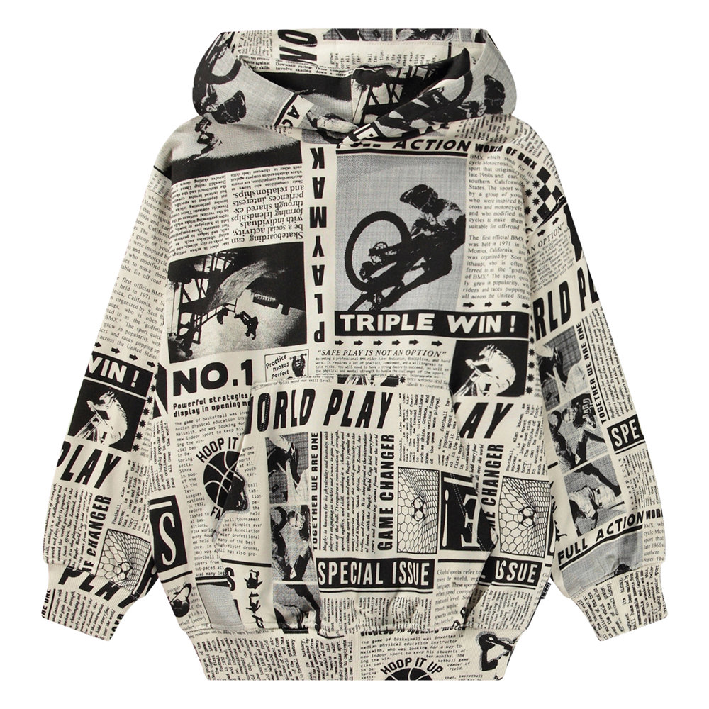 Maxx - Sports News - Black and white hoodie in organic cotton with 