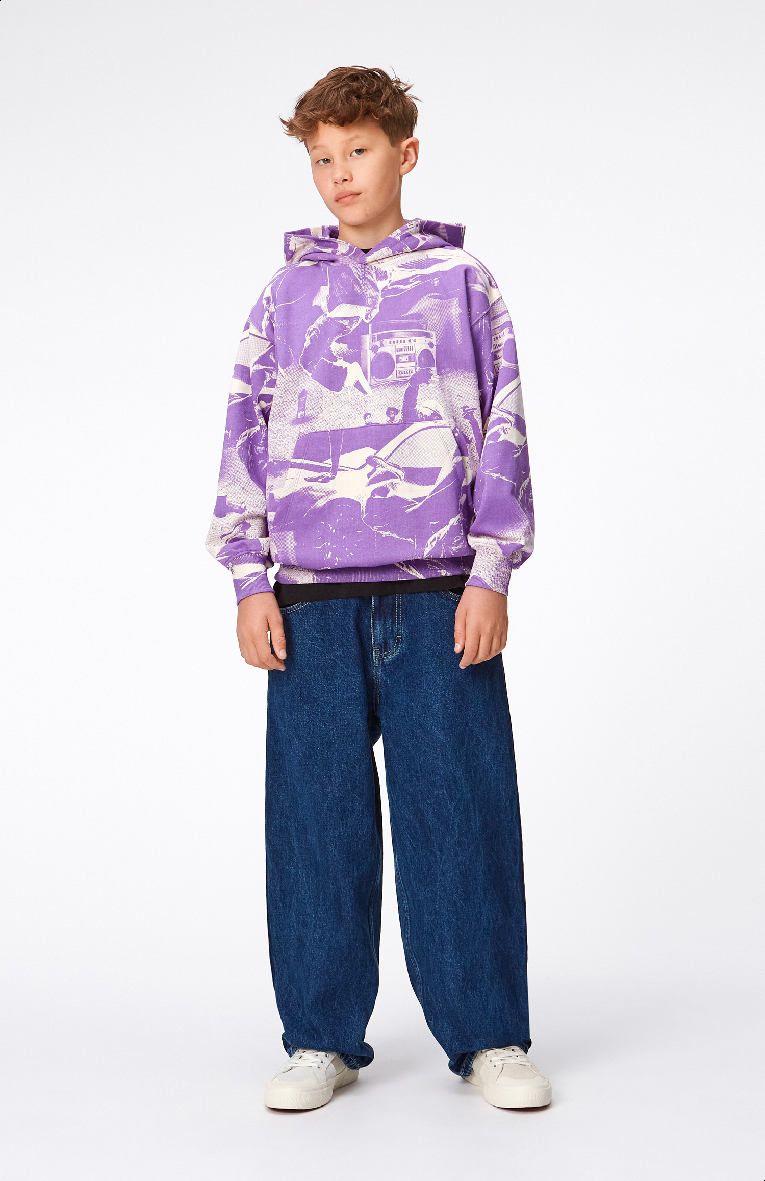Maxx - Street Dance - Purple, organic hoodie with breakdance print
