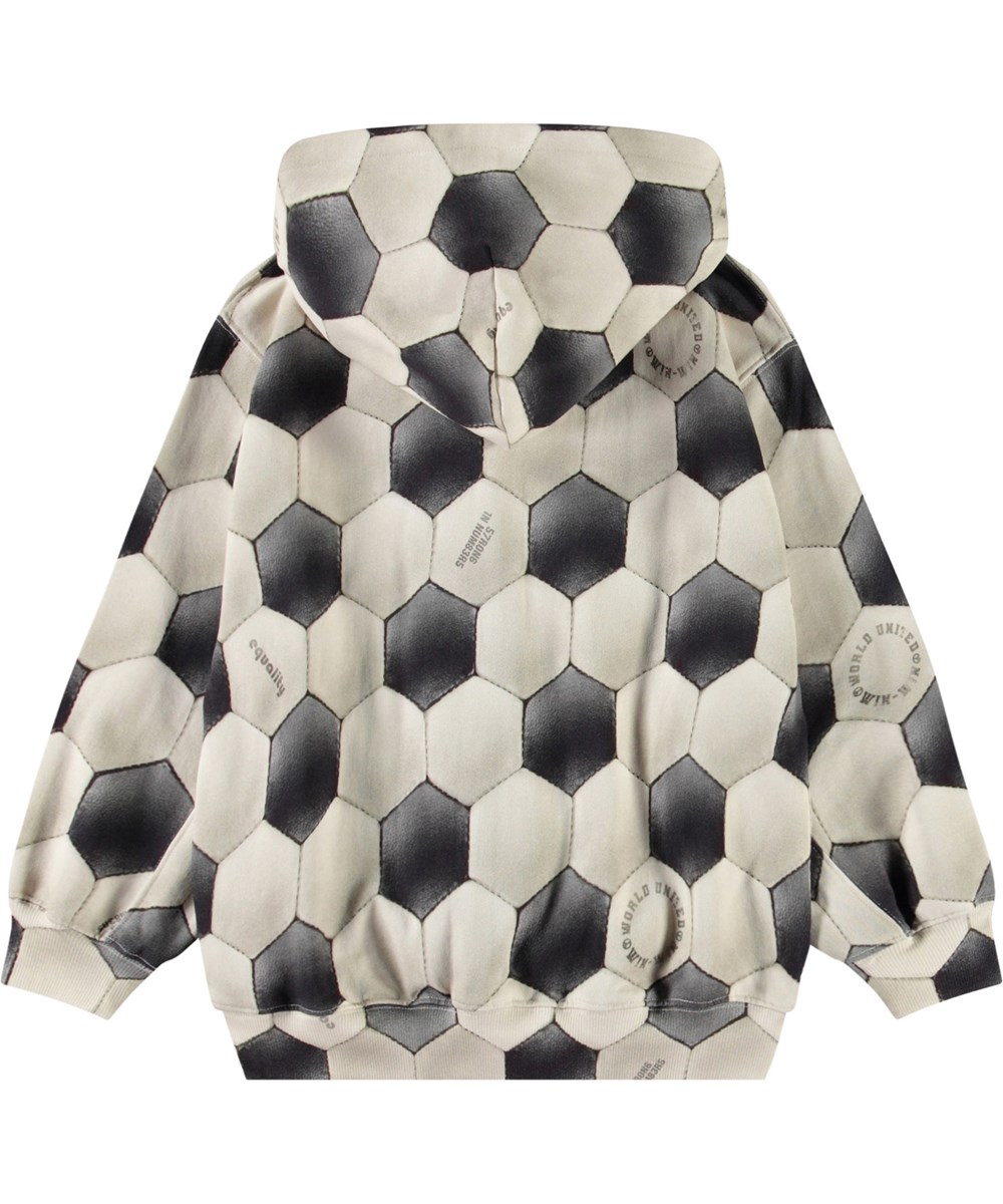 Mazz - Football Noise - Hoodie with zip and pouch pocket for children in soft organic cotton with ribbed cuffs and bottom of the hoodie.