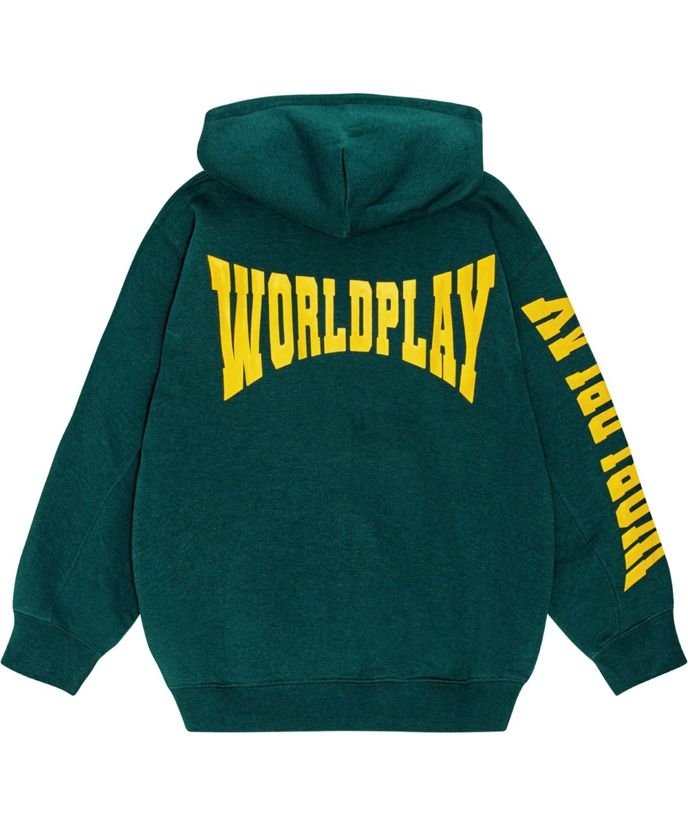 Mazz - Ponderosa Pine - Green hoodie in organic cotton with zipper.