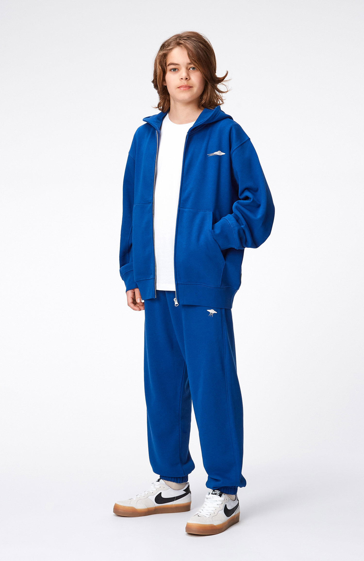 Mazz - Reef Blue - Blue hoodie with zipper - Molo