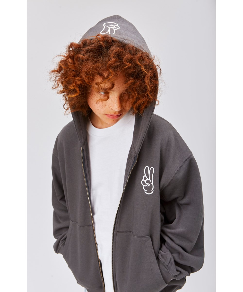 Mazz - Space Grey - Dark grey hoodie with hand signs