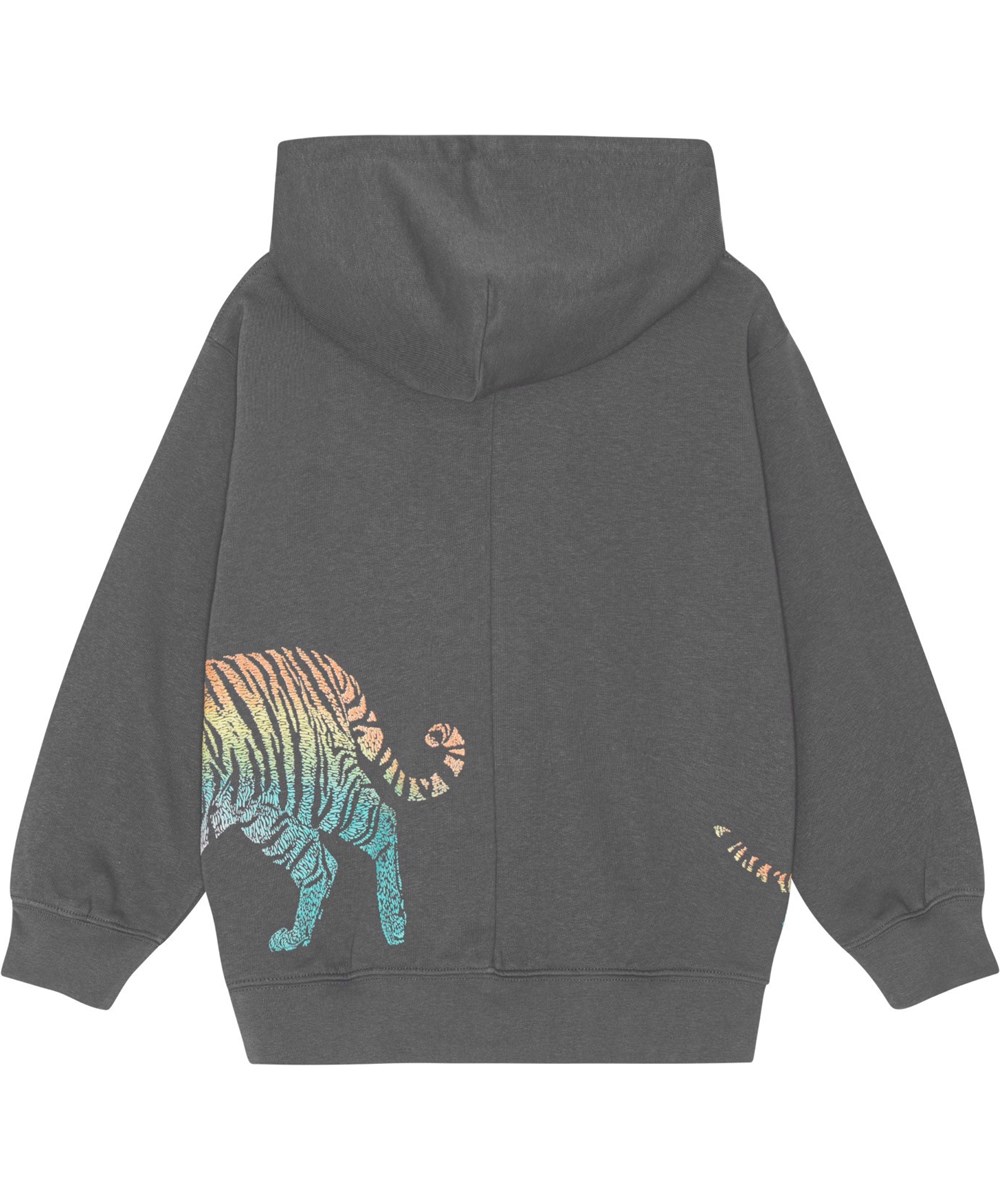 Mazzo - Iron Gate - Grey hoodie with zip front and tiger print