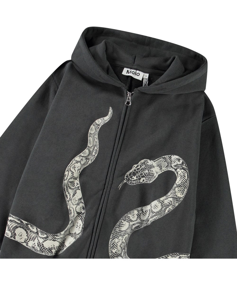 Mazzo Unexplored Dark grey zip-up hoodie for children in soft