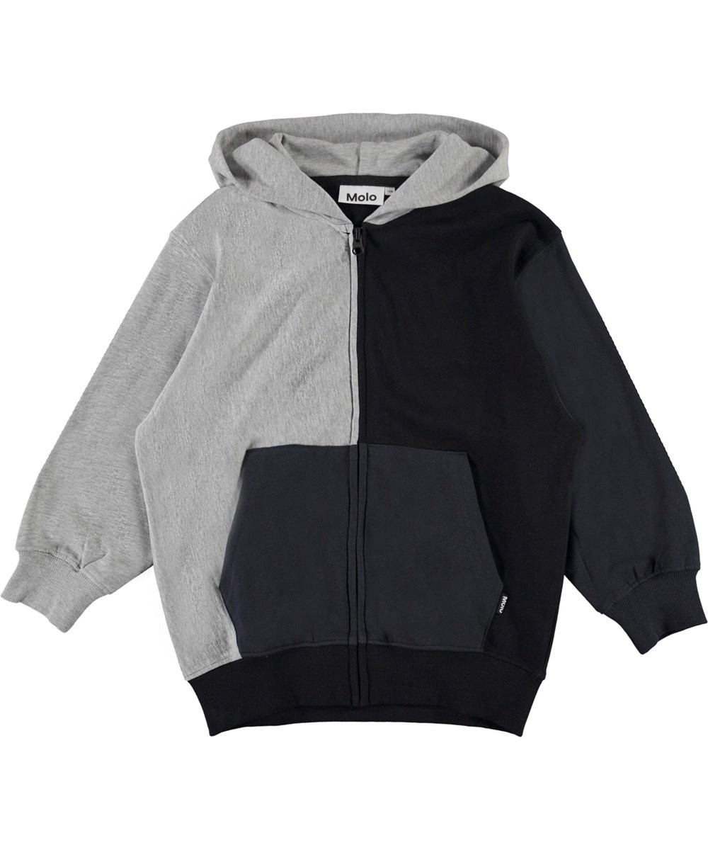 Me - Grey Melange - Black, grey and blue zip hoodie 
