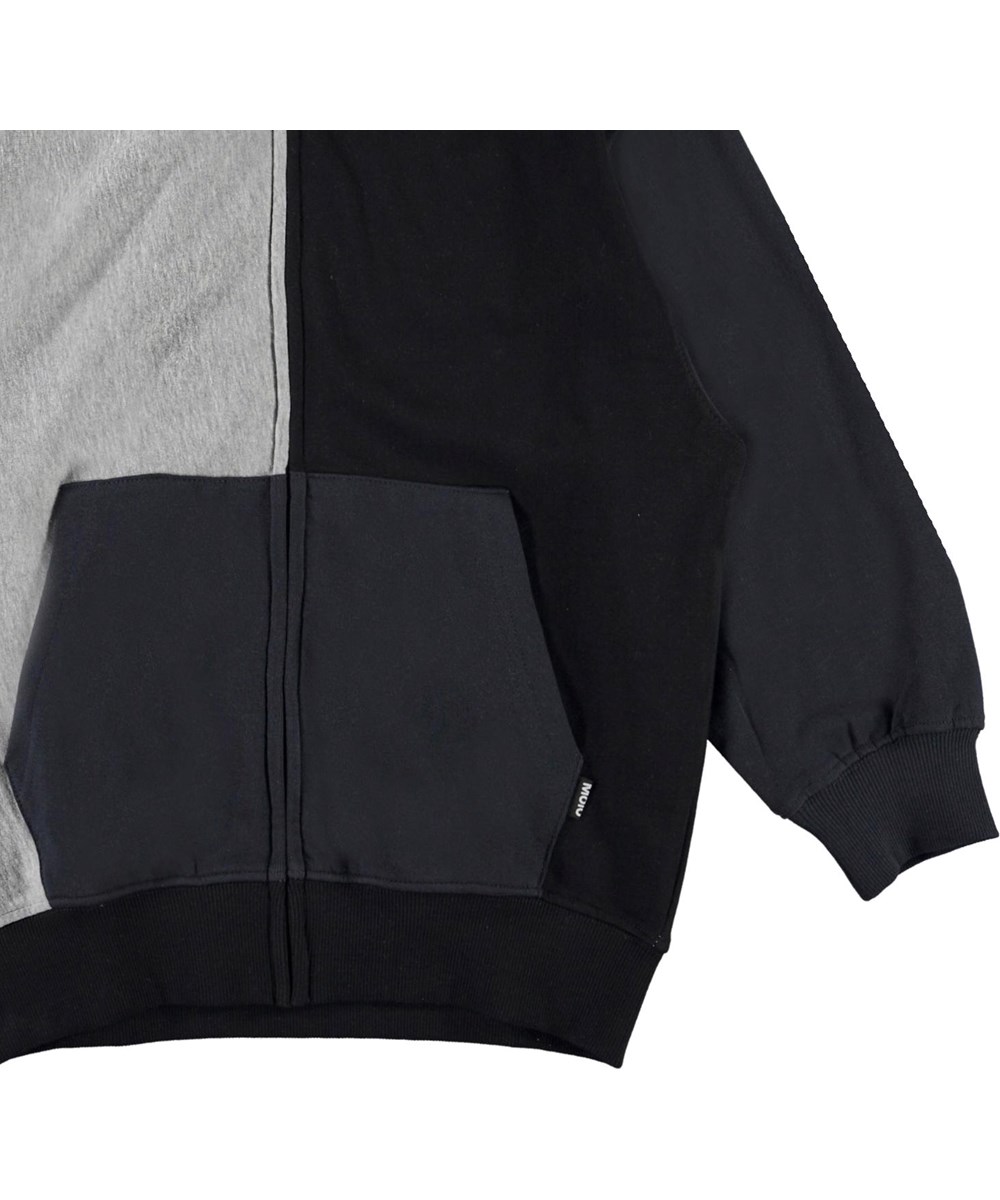 Me - Grey Melange - Black, grey and blue zip hoodie 
