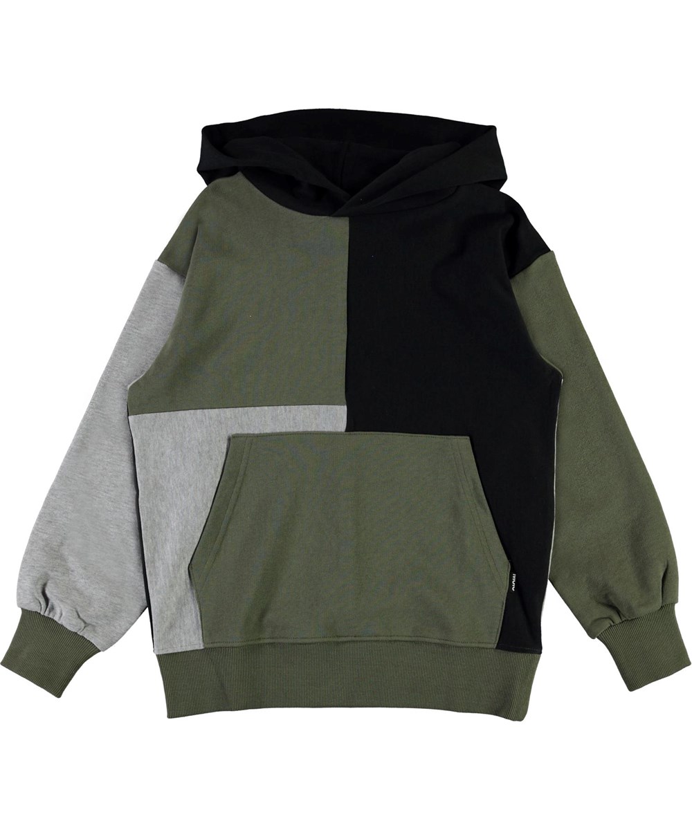 Meqo - Vegetation - Organic hoodie in black, grey and green 