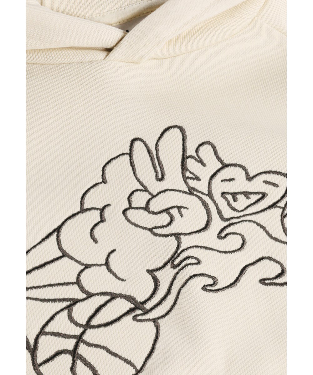 Mic - Summer Sand - Beige hoodie for children made of organic cotton with embroidery